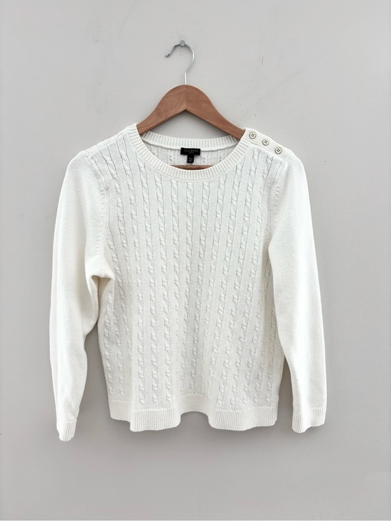 Talbots Sweaters - Talbots Petite Cable Knit Sweater | Women's XLP | Ivory | Classic Preppy
